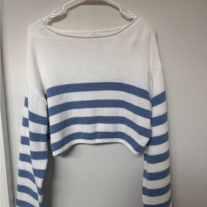 Garage White and Blue Striped Sweater